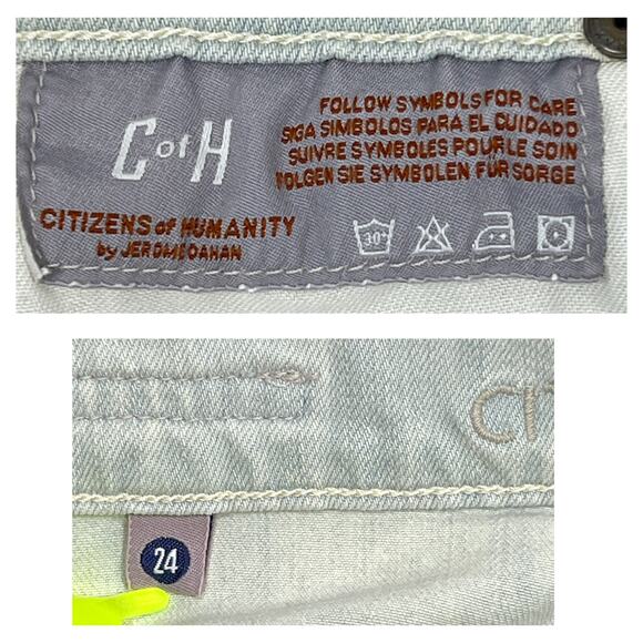 Citizens of Humanity Jean Shorts 24" Chloe High Rise Cutoff Blue/Green USA COH - Picture 5 of 13